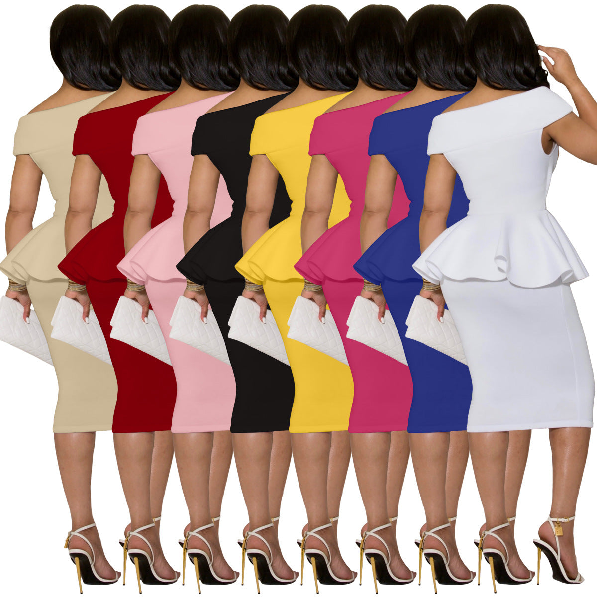 Womens Ol V Neck Sleeveless Bodycon Dress 3