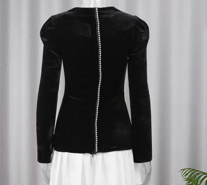 Women Square Neck Colorblock Pleated Velvet Dress 11