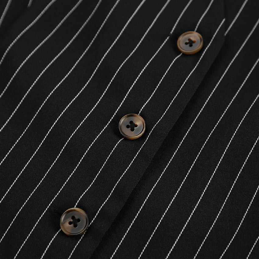 Summer Black And White Striped Chic Career Sleeveless Vest Pants Fashion Two-Piece Set 17