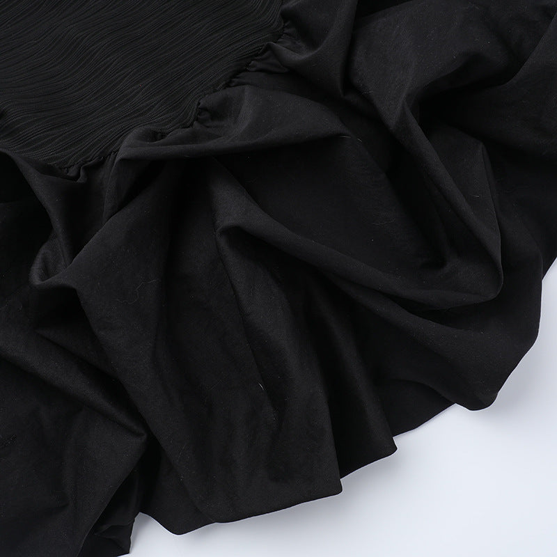 Women spring pleated multi-layer puffy strapless dress 14