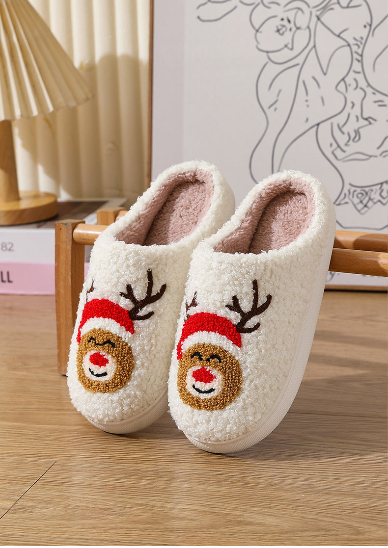 Winter Christmas Deer Slippers For Women At Home Couples Indoor Elk Warm Slippers For Women Winter 8