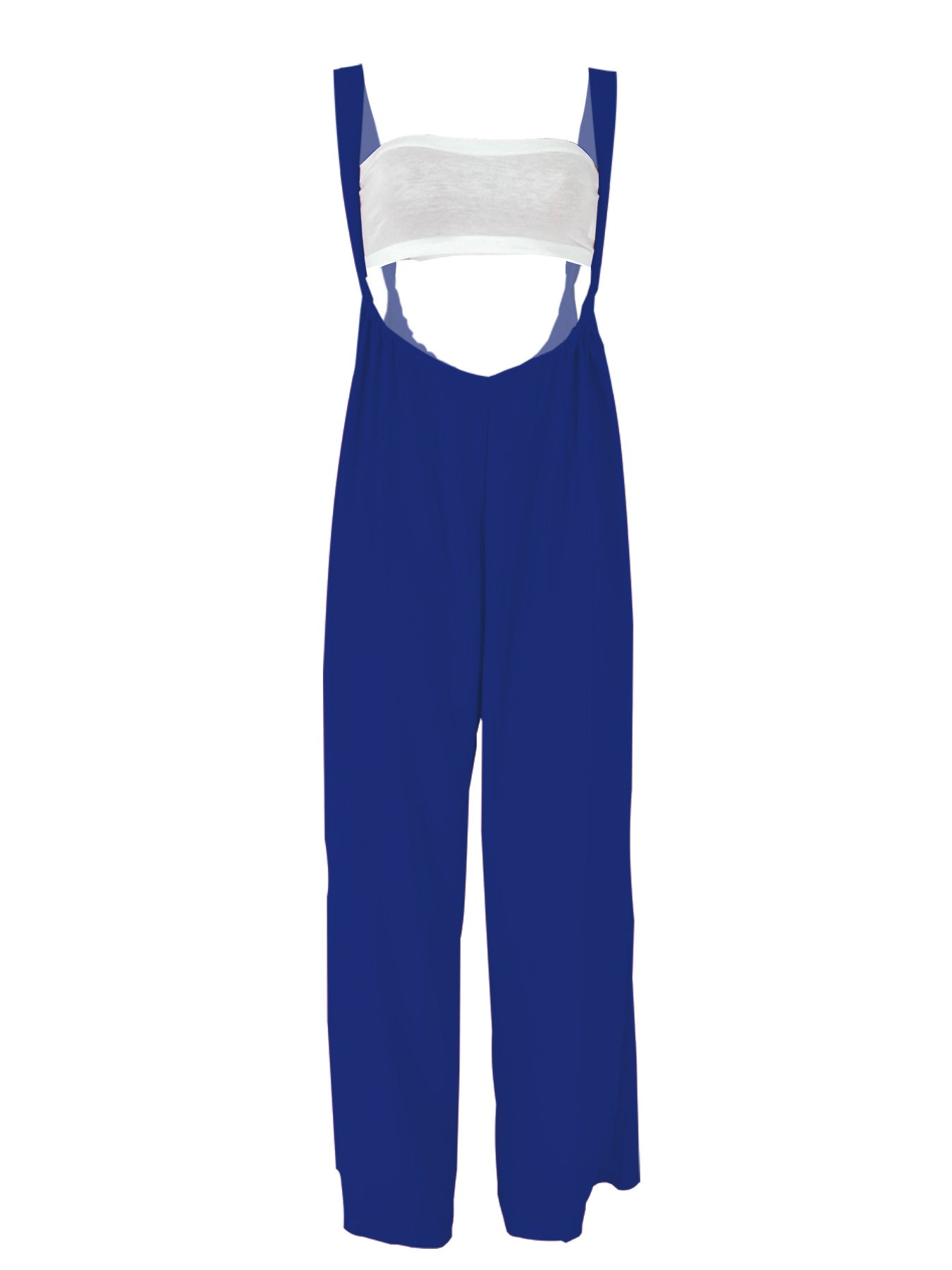 Drawstring Suspenders Wide Leg Trousers Strapless Crop Top Two-Piece Set 22