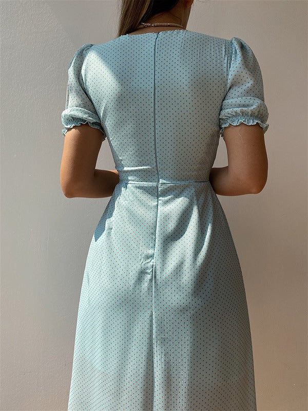 Women's Spring/Summer Chic V-Neck Single Breasted Midi Dress 22