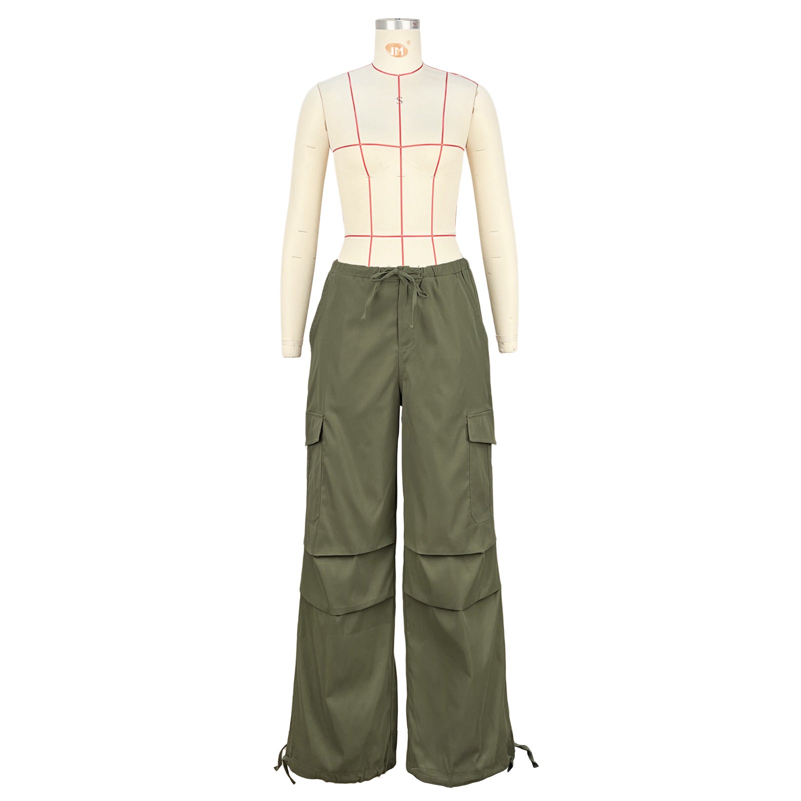 Women's Comfortable Loose Lace-Up Multi-Pocket Straight Cargo Casual Pants 14