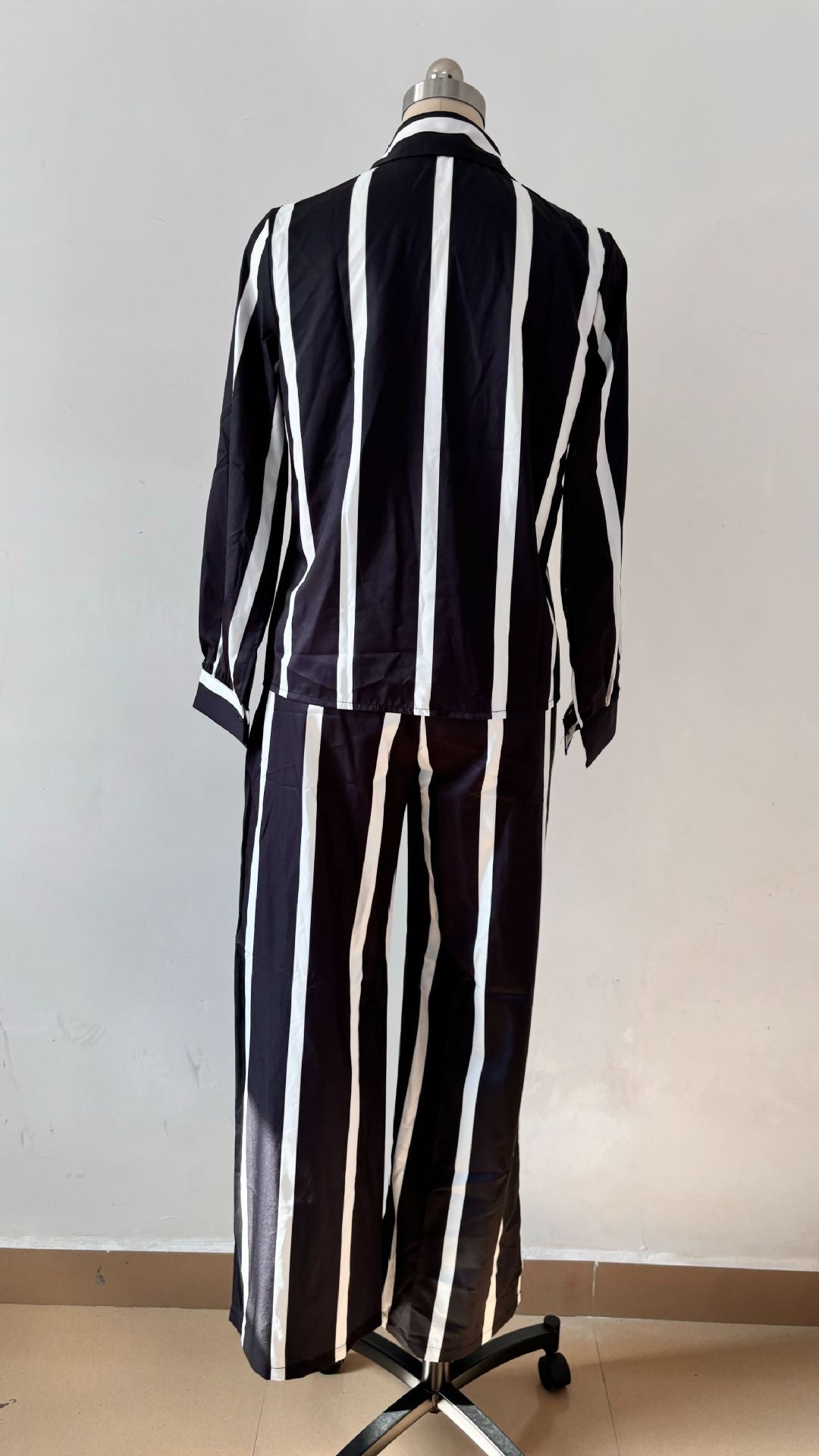 Fashion Casual Women's Spring And Autumn Striped Long Sleeve Shirt Loose Pants Women's Two-Piece Set 22