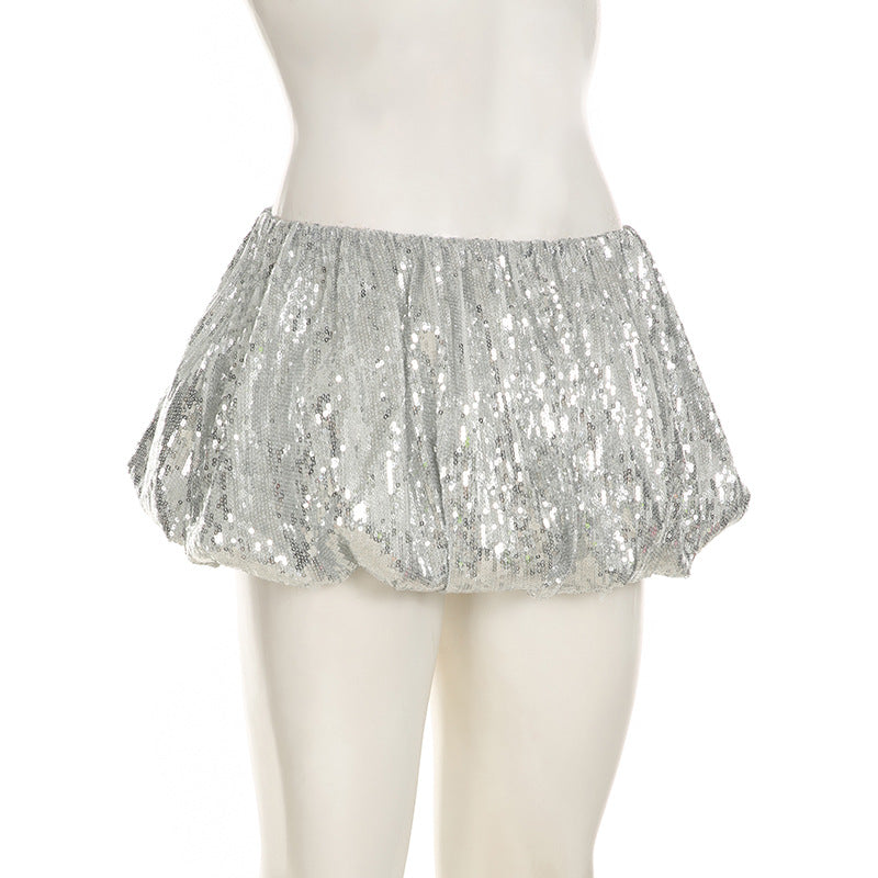 Women Sexy Sequined Bubble Skirt 11