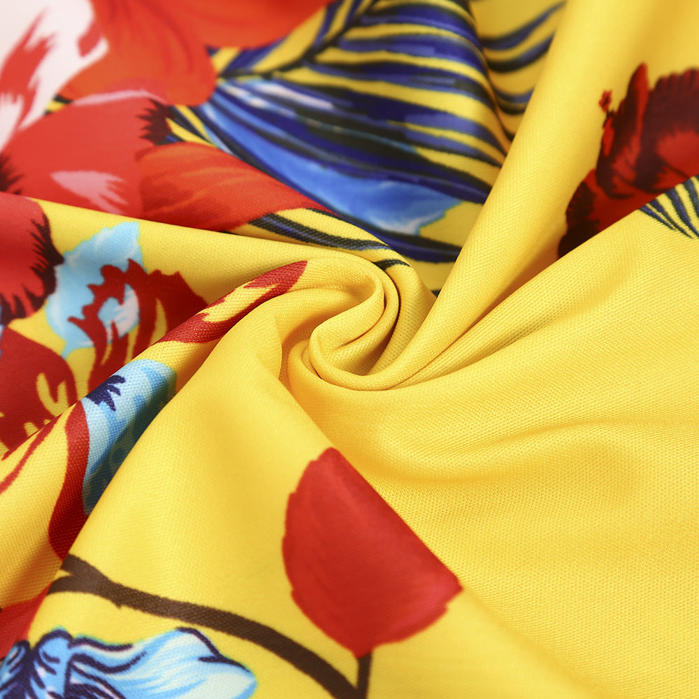 Printed Lace-Up Hollow Strap Long Dress 8