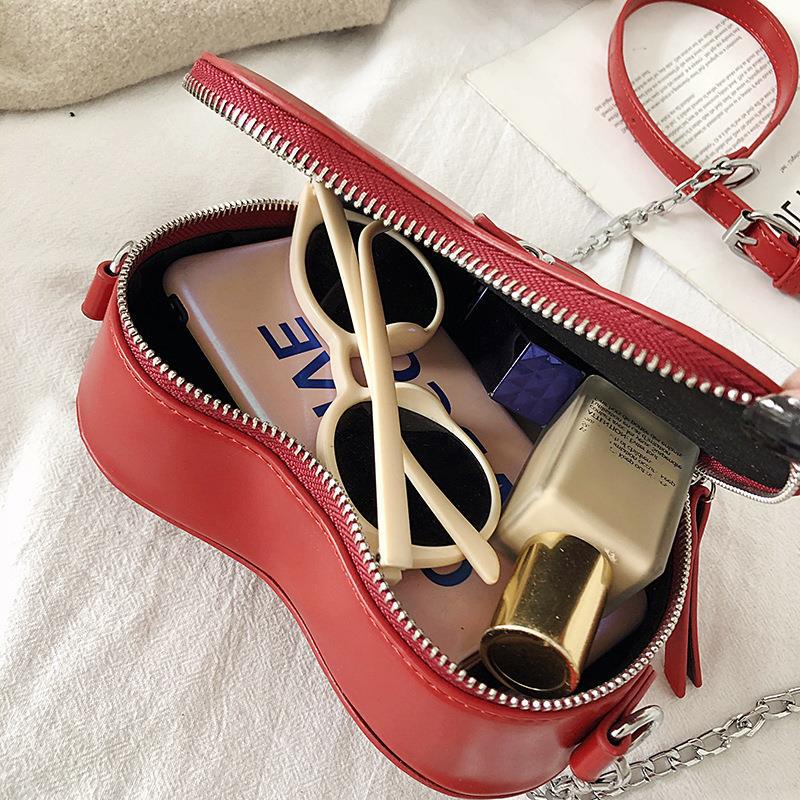 Women Style Heart Print Chain Pu Small Shoulder Bag Heart Print Bag 9