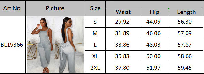 Lace-Up Sexy Women's Gray Low Back Trend Loose Suspenders Jumpsuit 13