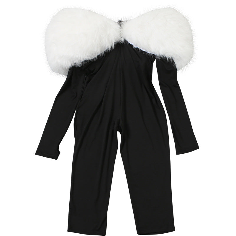 Women Autumn Furry Patchwork Jumpsuit 20