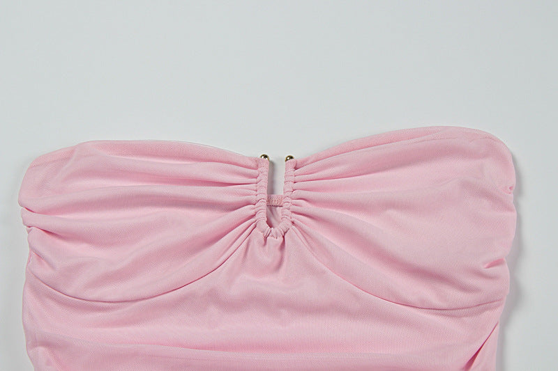 Summer Women's Fashion Chic Sexy Ruffle Strapless Slit Long Dress 15