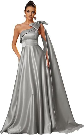 Women One-Shoulder Satin Formal Evening Dress（Processing time need 3-6 days） 23