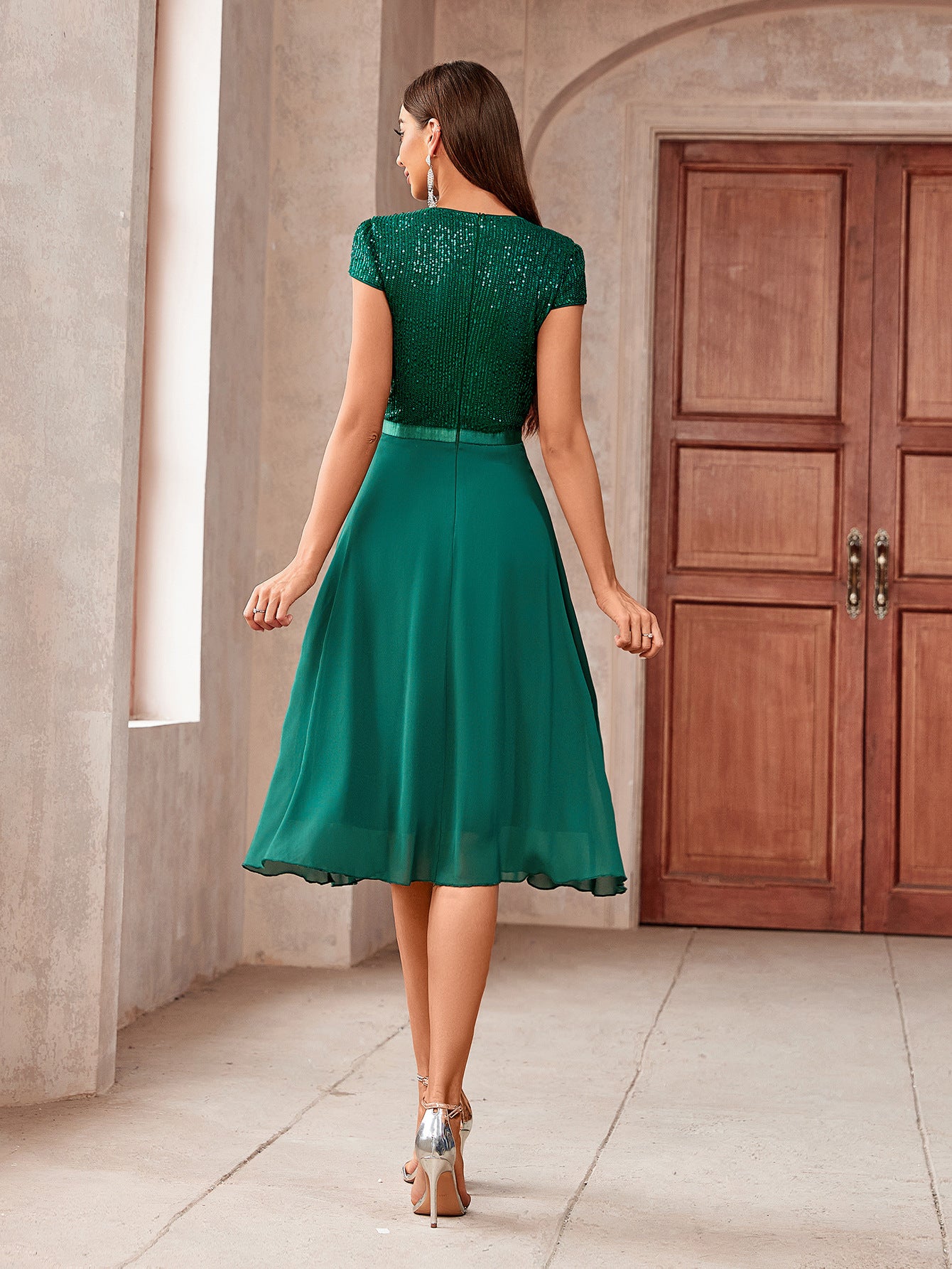 Solid Color Spring Summer Women's Short-Sleeved Slim-Fit Women's Dress 3