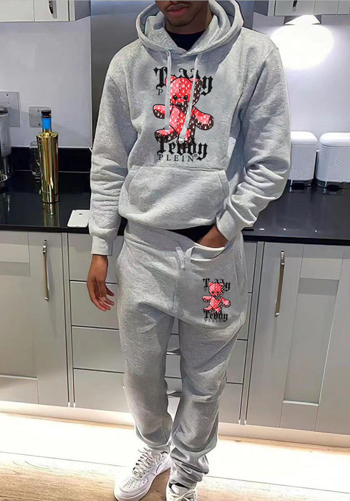Fall/Winter Casual Print Hoodies Sweatpants Two-Piece Set