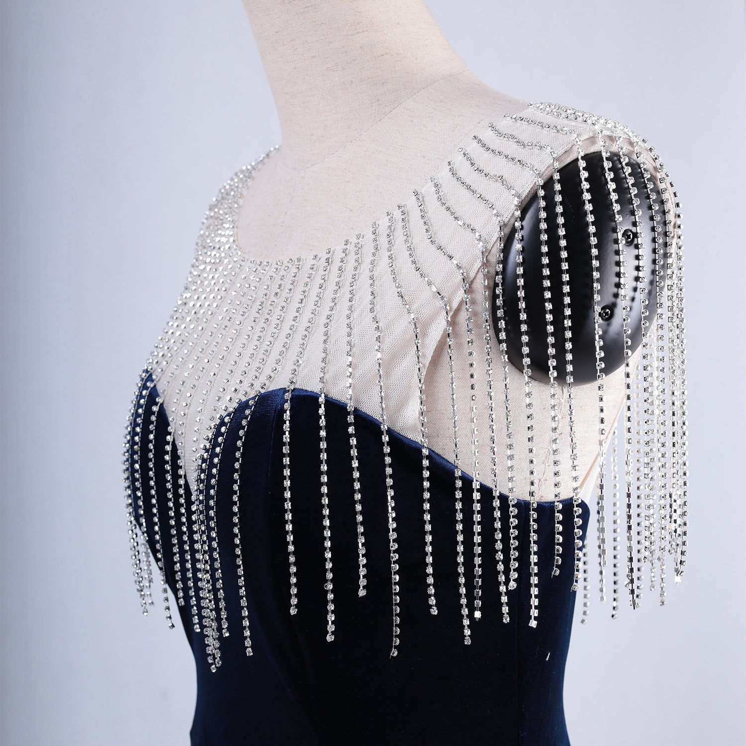 diamond chain velvet evening dress Formal Party long slim and elegant mermaid Prom Dress 24