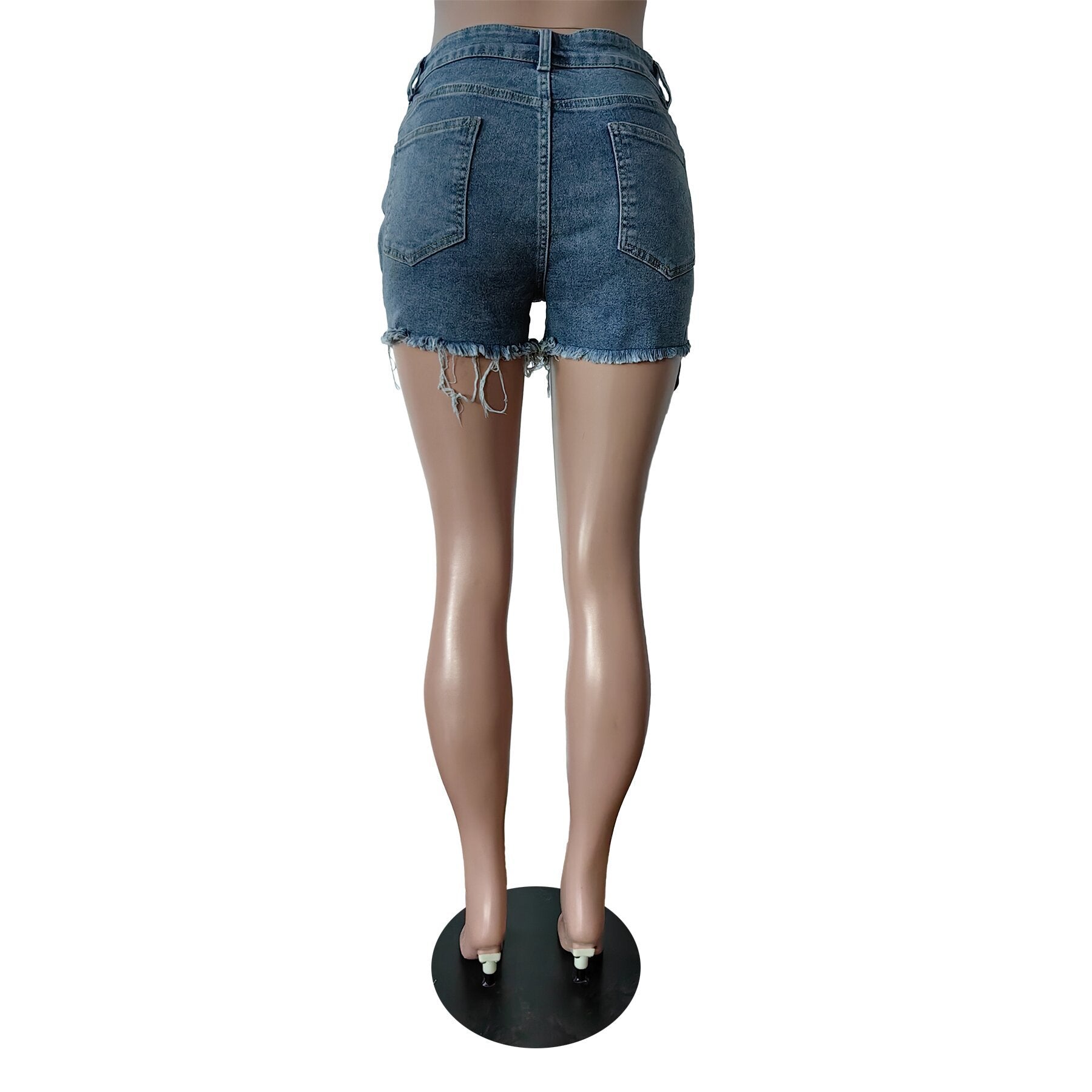 Women Stretch Beads Denim Shorts 8