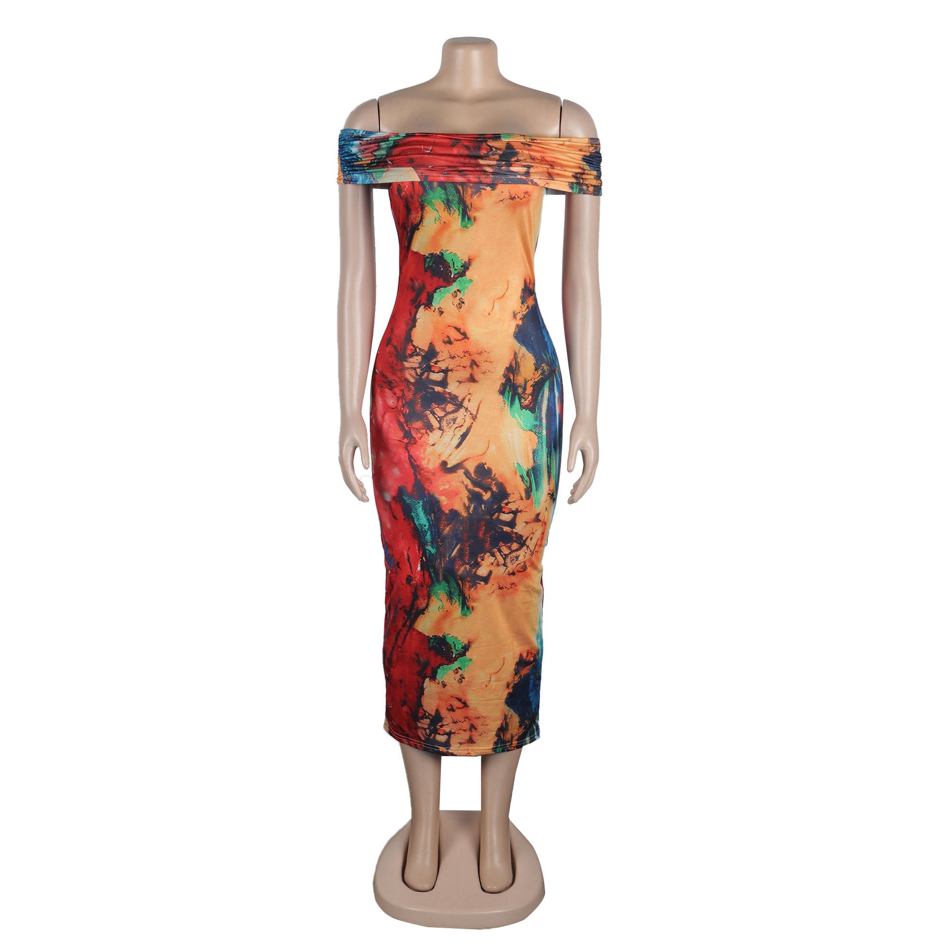 Sexy Off Shoulder Printed Bodycon Dress 22