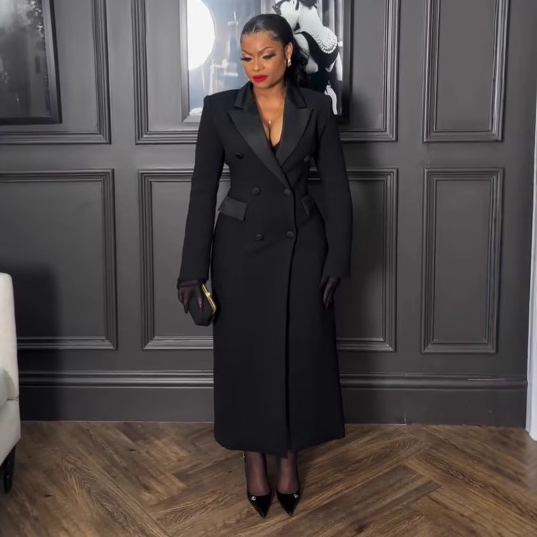 Women sexy and elegant Turndown Collar Blazer Dress 4