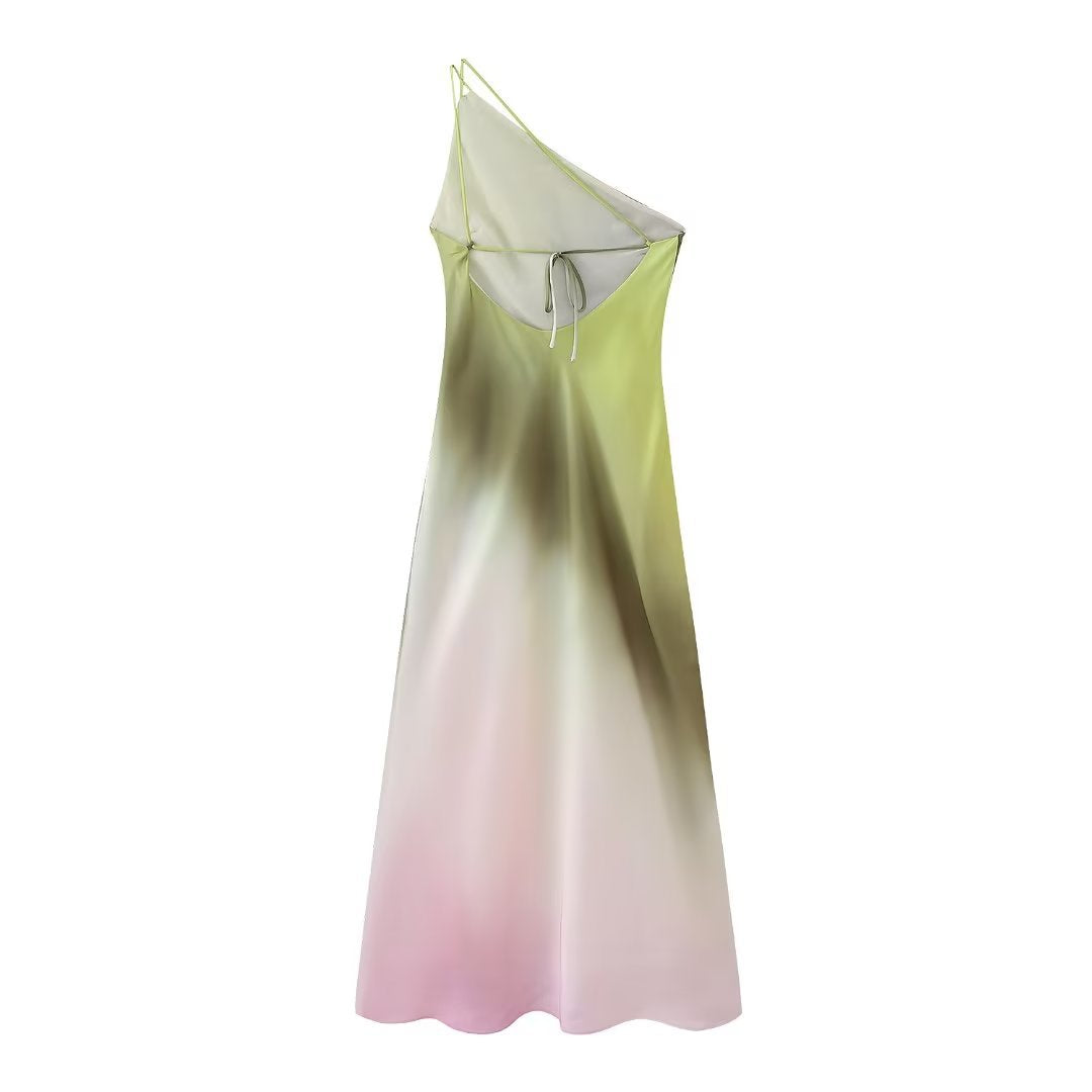 summer women's tie-dye asymmetric dress