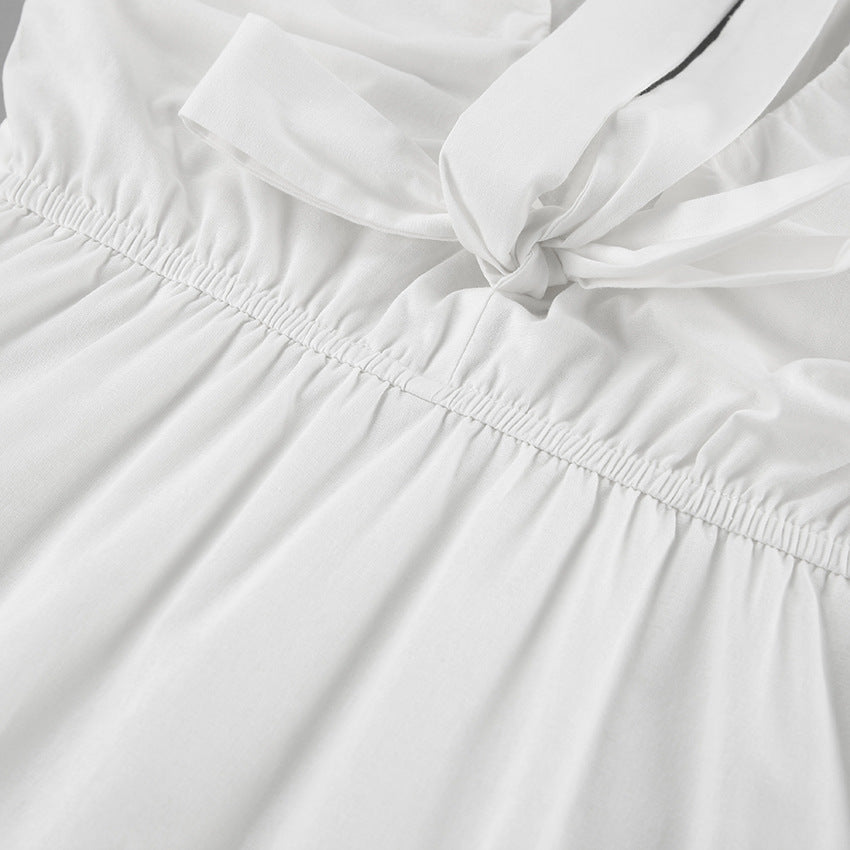 Women Early Spring V-neck Puff Sleeve Dress 18