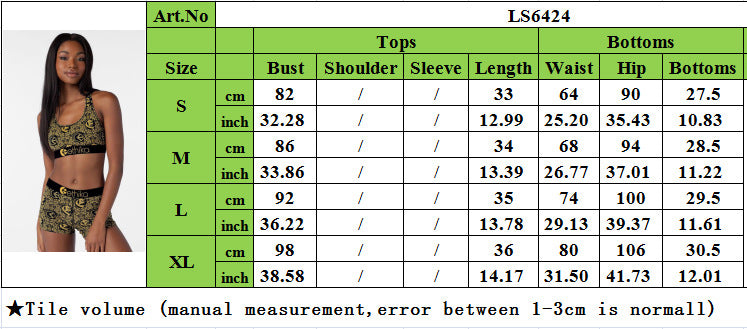 Women's Spring/Summer Slim Style Printed Sports Two-Piece Shorts Set 19