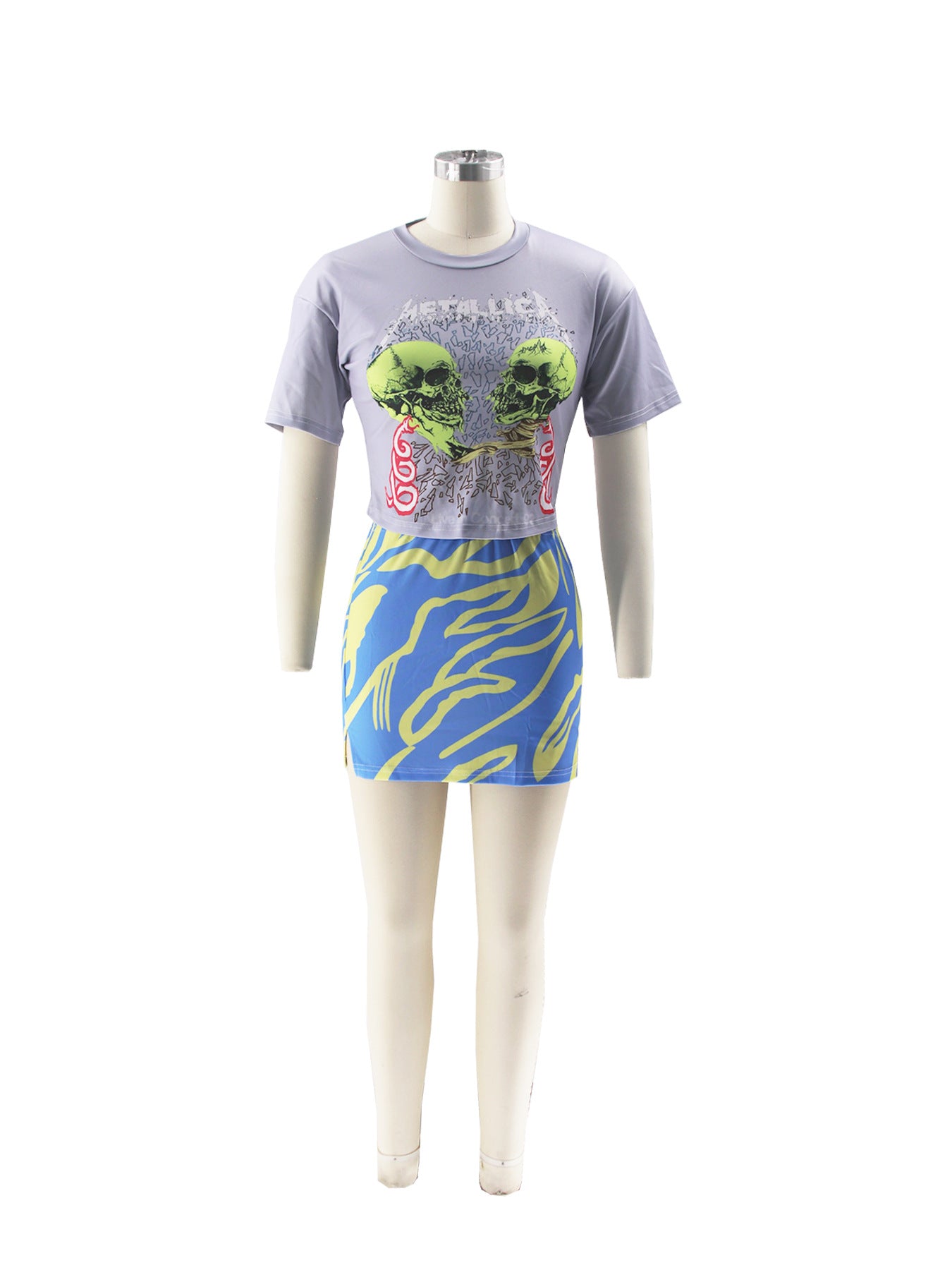 Women's Trendy Print Short-Sleeve T-shirt Shorts Two-Piece Set 18