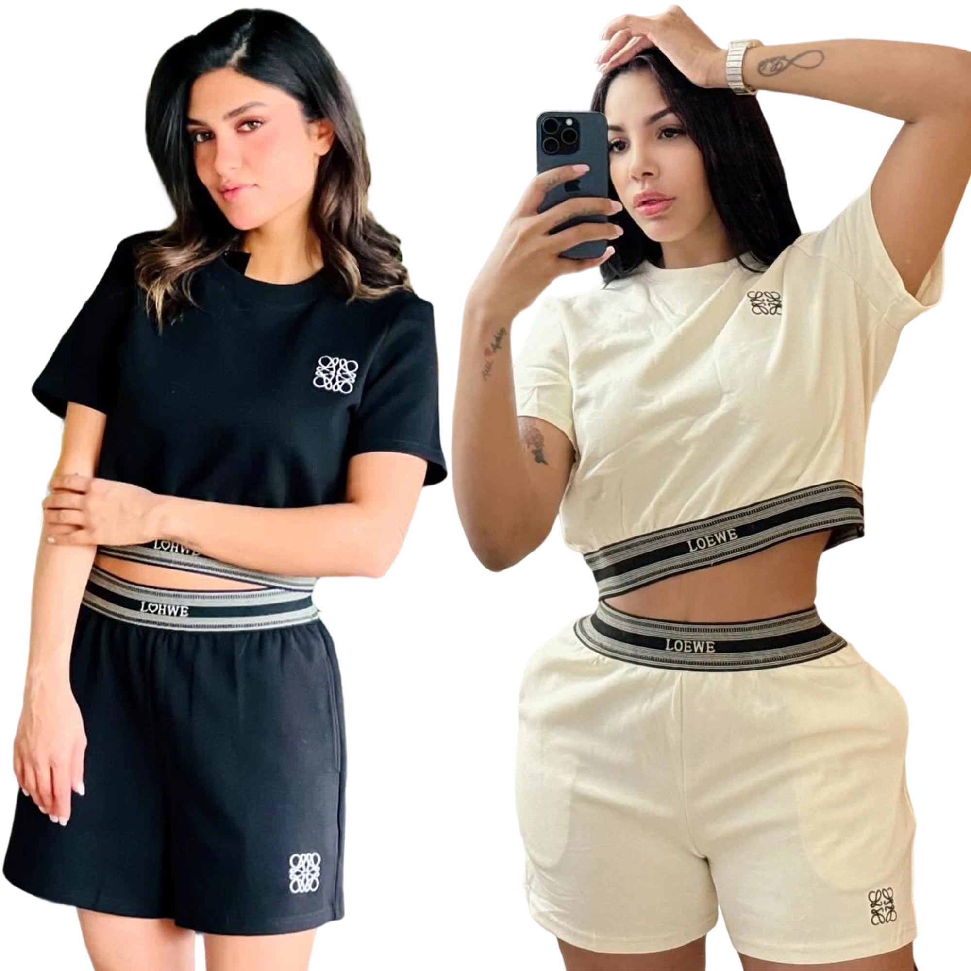 Women summer casual crop sports short-sleeved top and shorts two-piece set 9