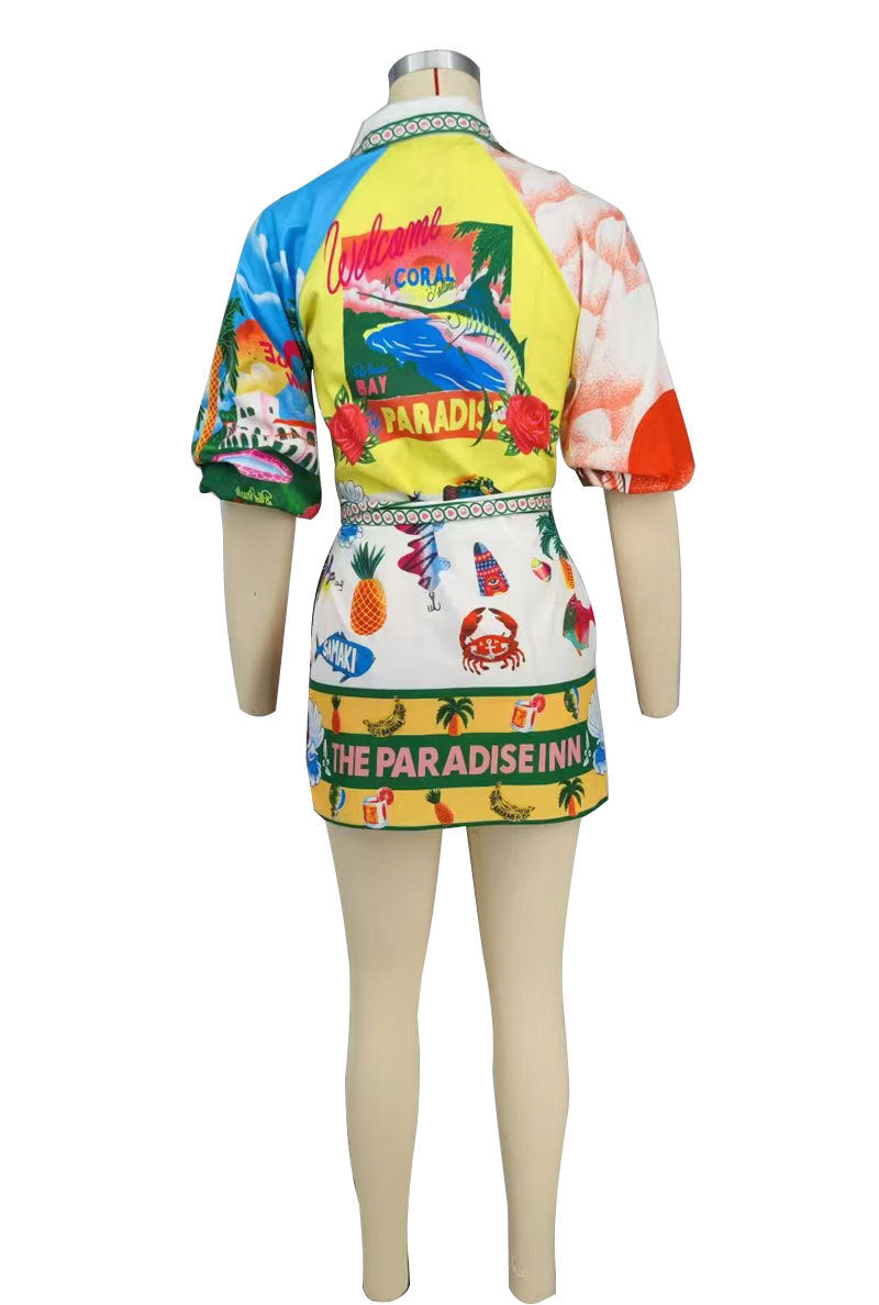 Casual Fashion Printed Short Sleeve Shirt Dress 6