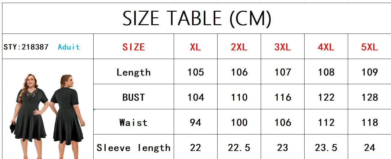 Plus Size Women's Cutout Patchwork Short Sleeve Dress 8