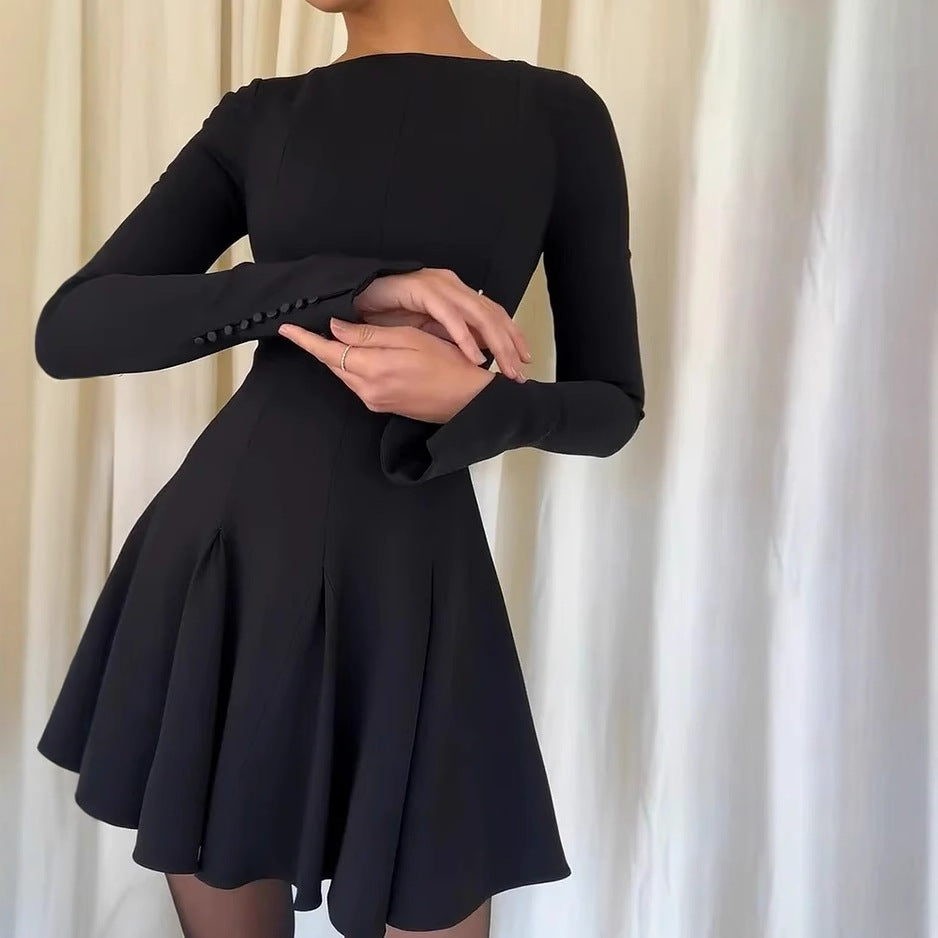 Summer Solid Color Slim Fit Long Sleeve WomenŸ??s Elegant Dress 5