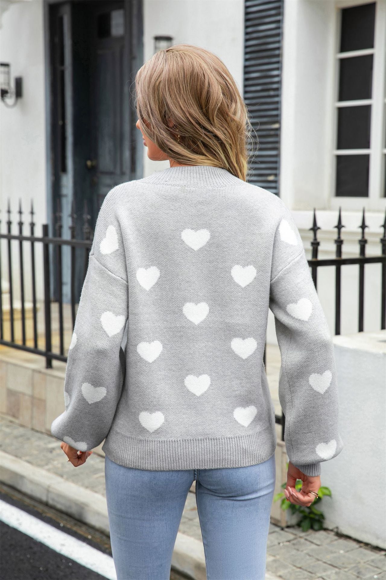 Women's Valentine's Day Sweater Heart Print Knitting Shirt 12