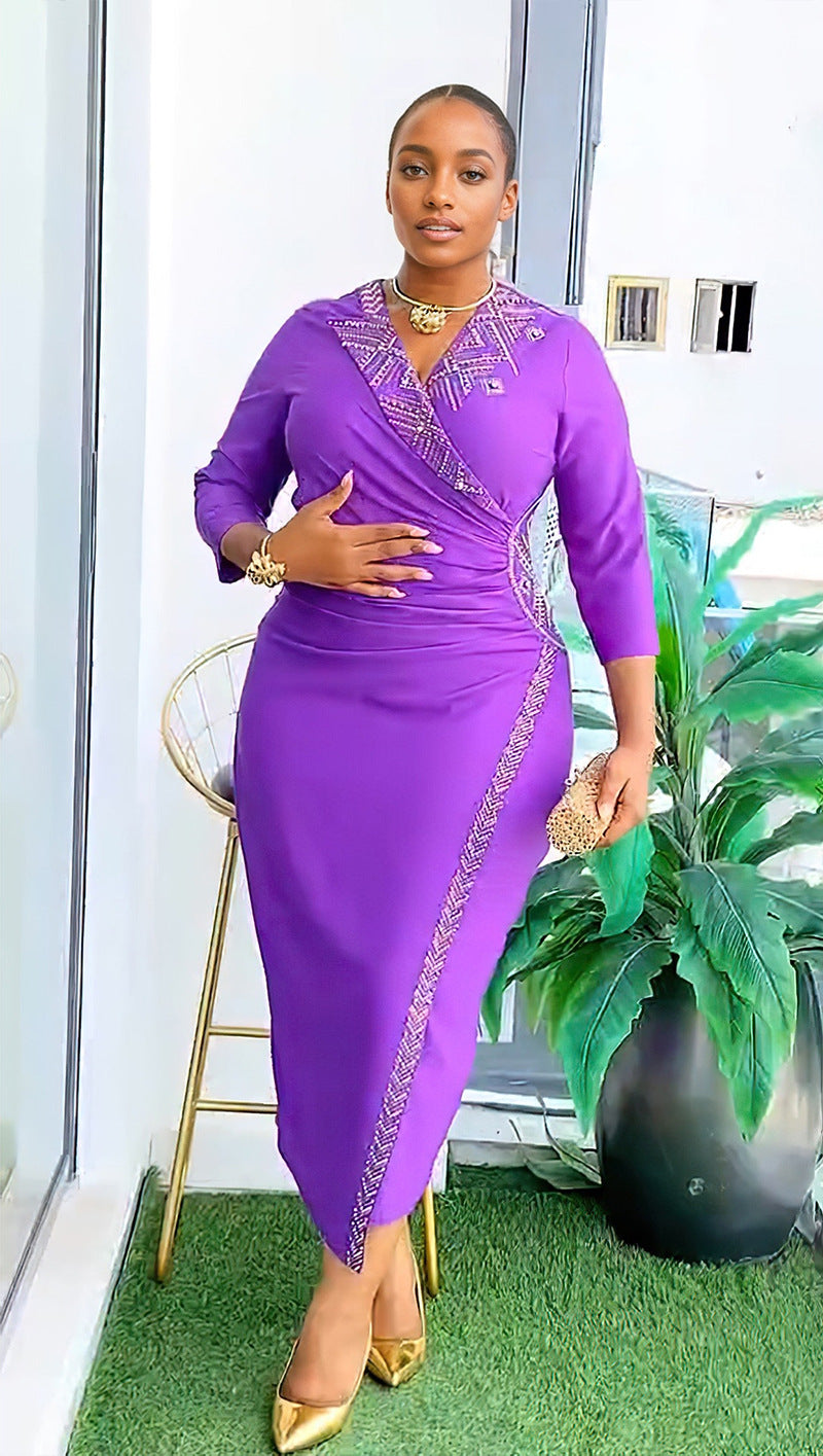 Plus Size African Style Beaded Party Evening Dress 5