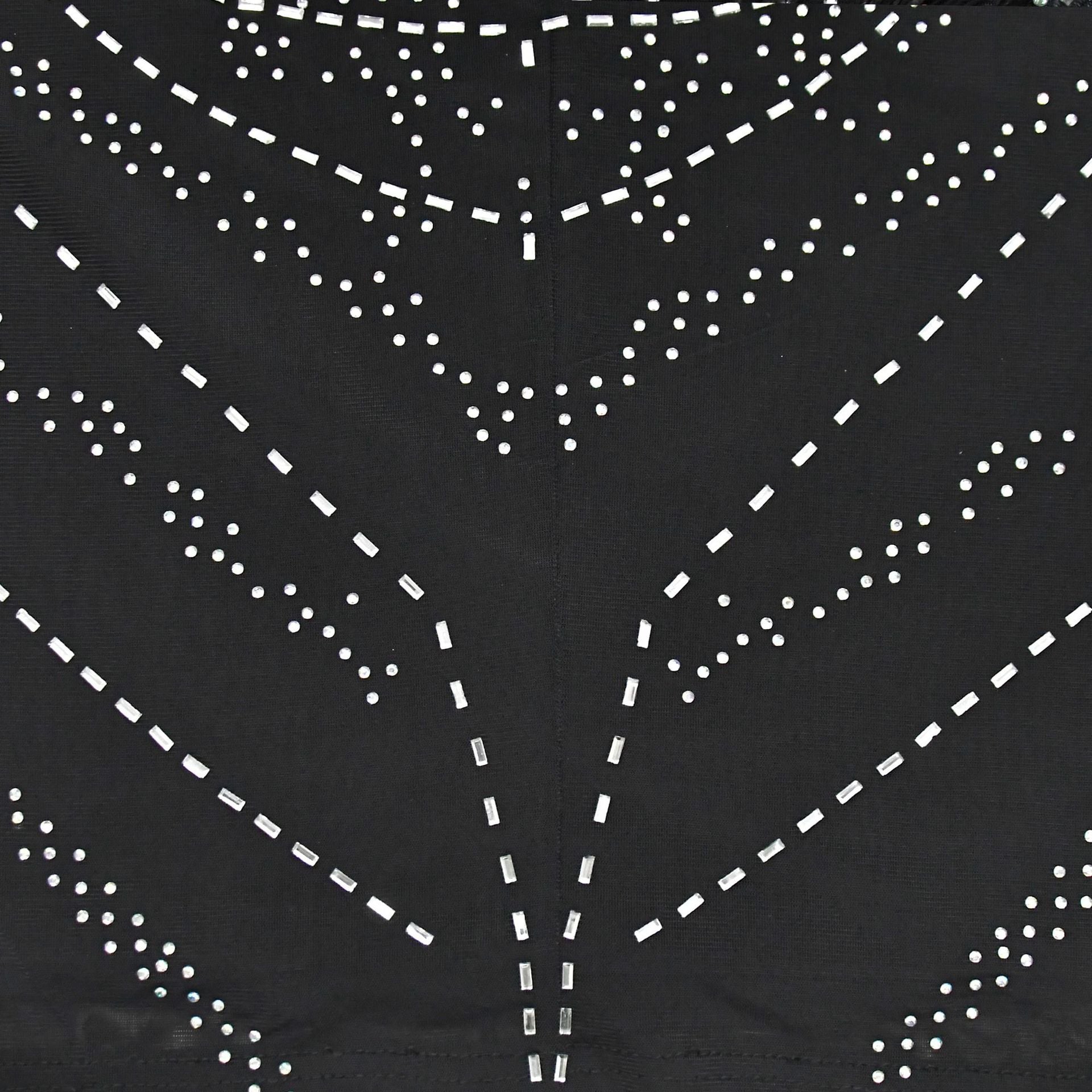 Fashion Women's Solid Color Mesh Beaded Feather Club Dress 25