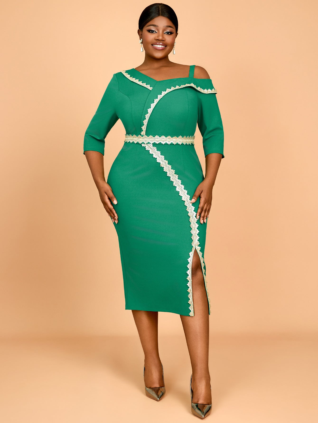 Women Sexy One Shoulder Off Shoulder Party Formal Party Dress 4