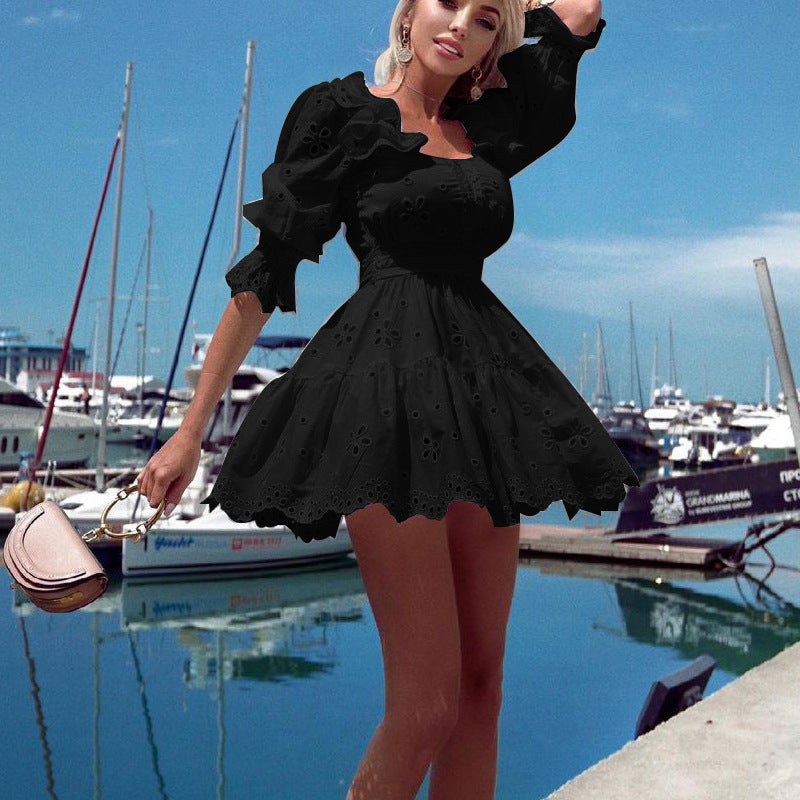 Autumn Winter Women'S Solid Color Fashion Chic Mini Dress 6