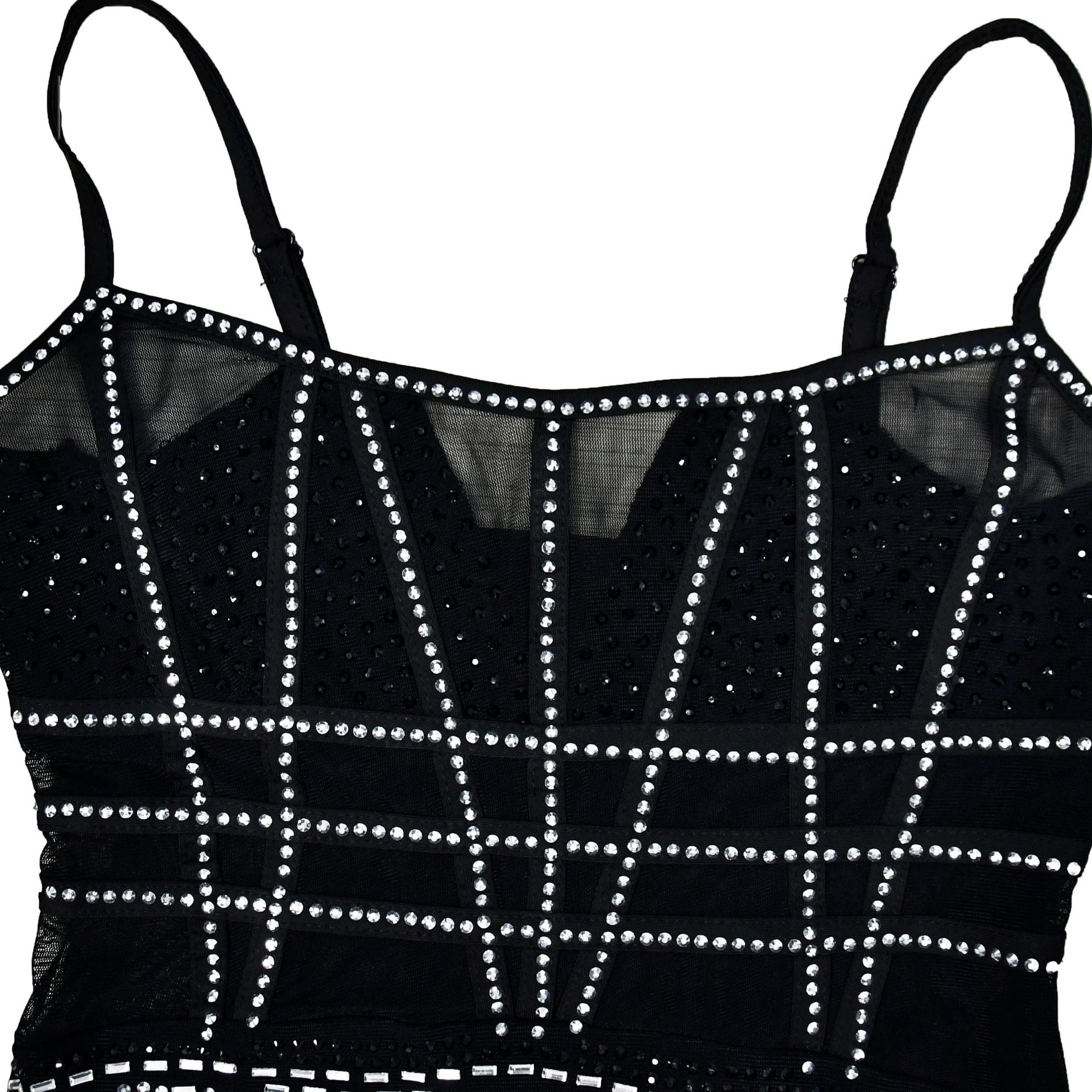 Women's Fashion Solid Color Camisole Sleeveless Mesh Beaded Dress 18