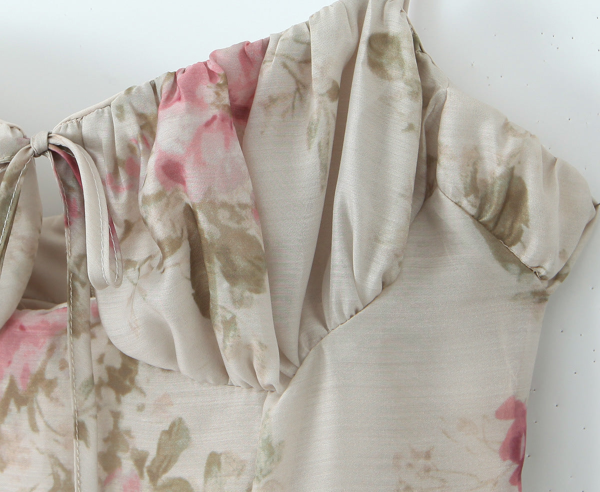 Summer Print Square Neck Sexy Low Back Slim Mini Strap Dress 6