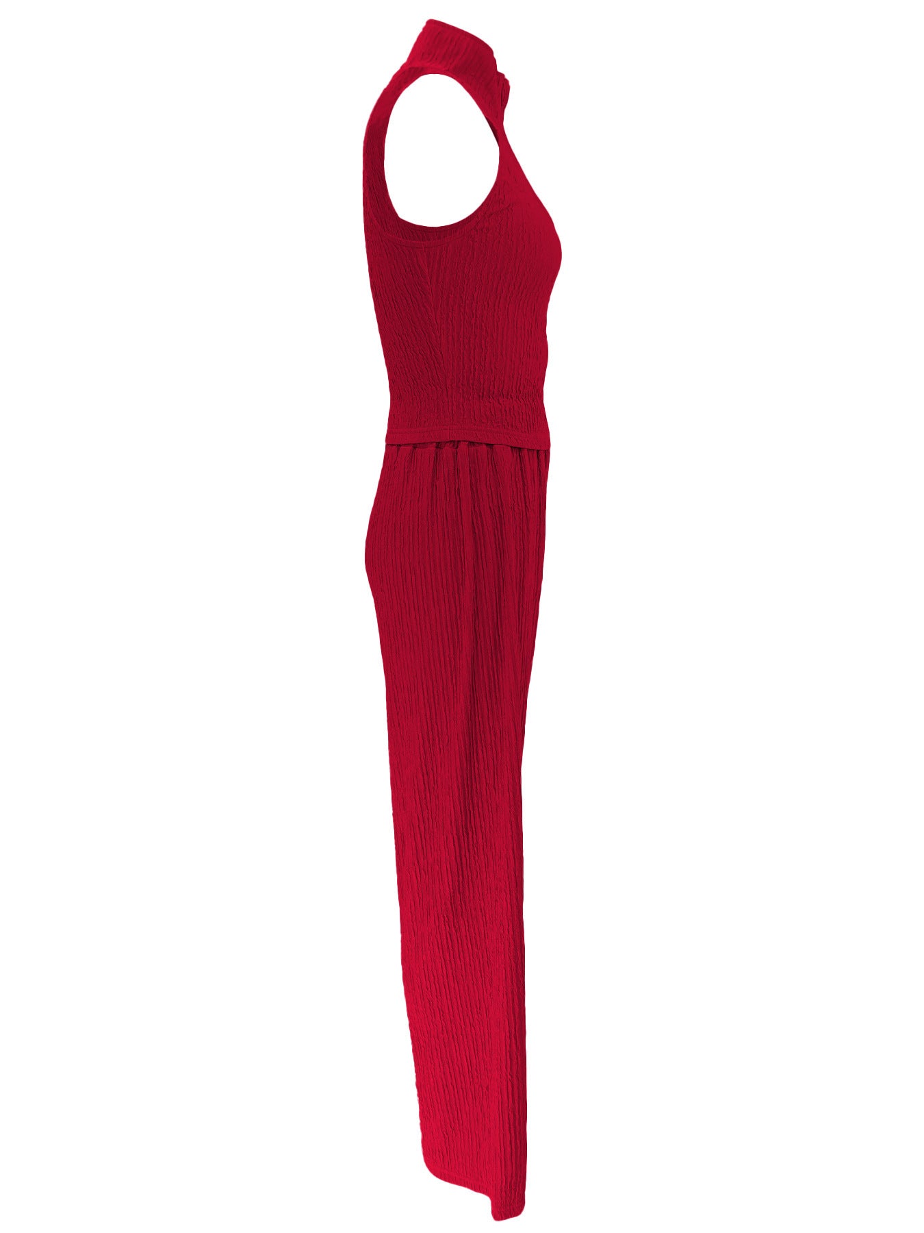 Women Summer Sleeveless Top Pleated Casual Pants Two-piece Set 10