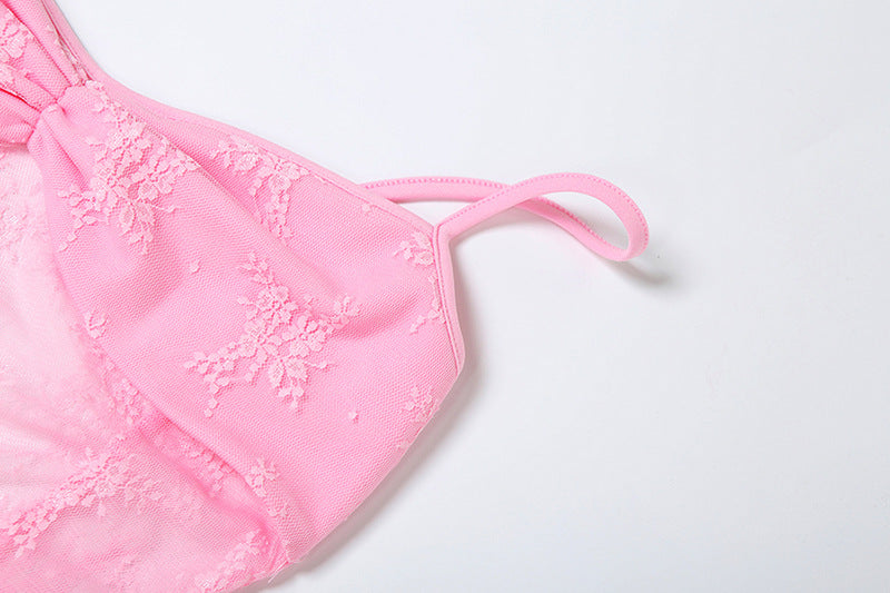 WomenŸ??s Spring Sexy Fashion Sheer Lace Strap Long Dress 12