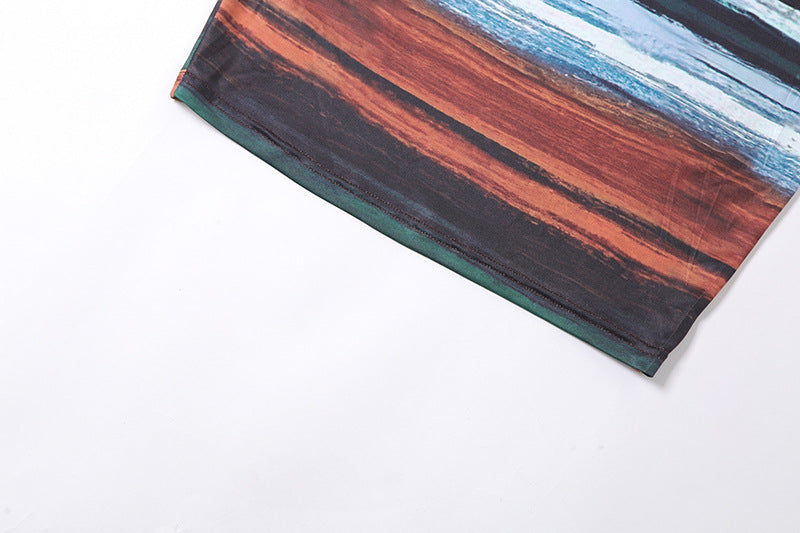 Summer Women Suspender Sexy Backless Printed Bodycon Dress 10