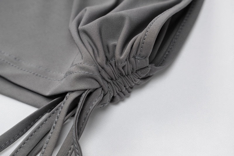 Women summer one-shoulder vest and wrinkled Mini Skirt two-piece set 22