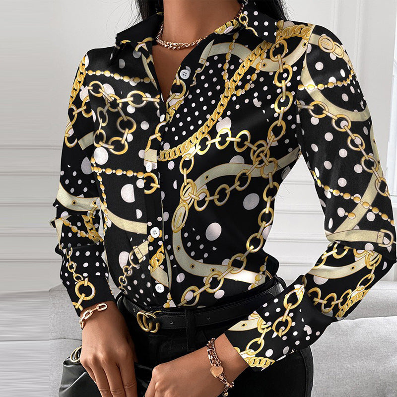 Women long-sleeved elegant printed shirt 10