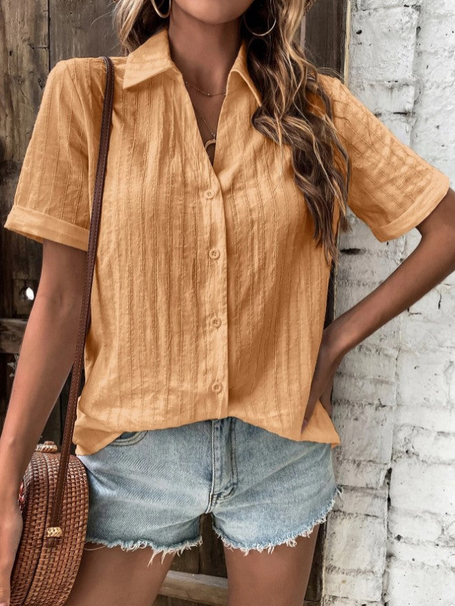 Summer Women's Casual Button Short Sleeve Shirt 6