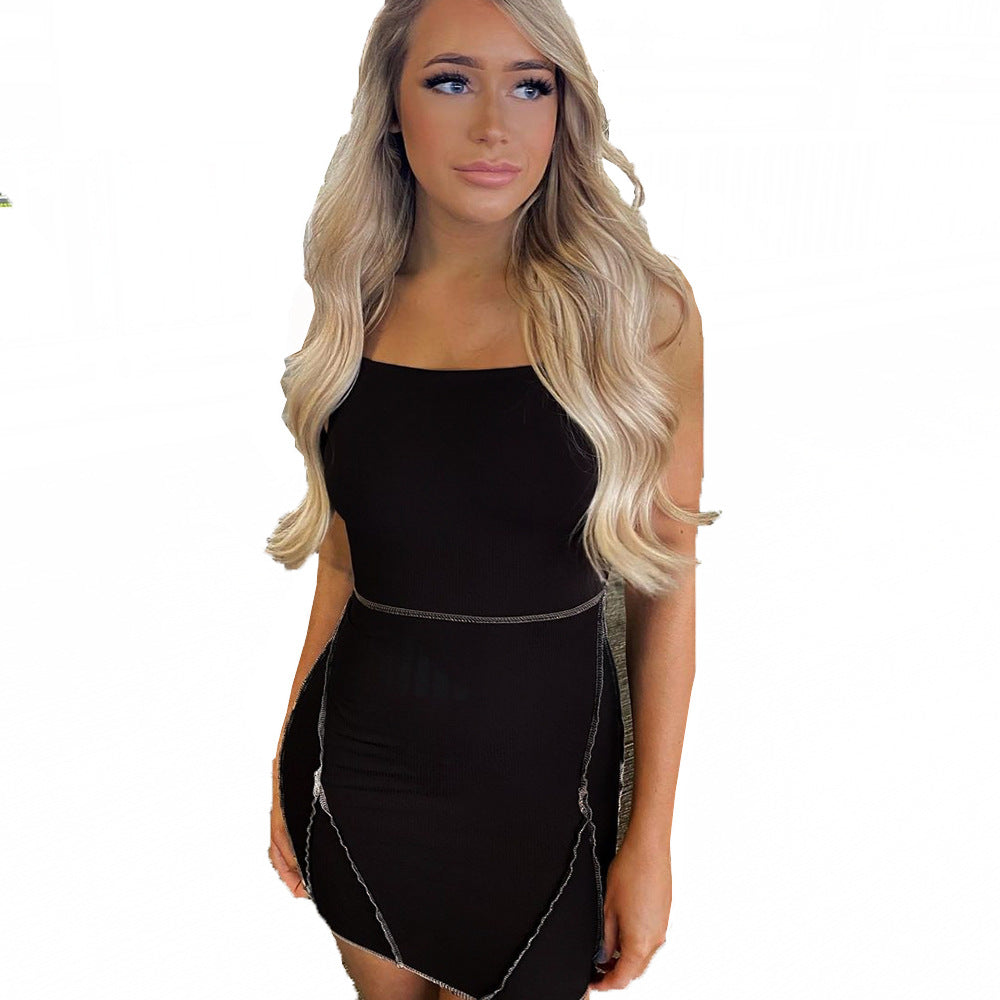 Women's Spring Summer Tie Low Back Sleeveless Halter Neck Bodycon Dress 5