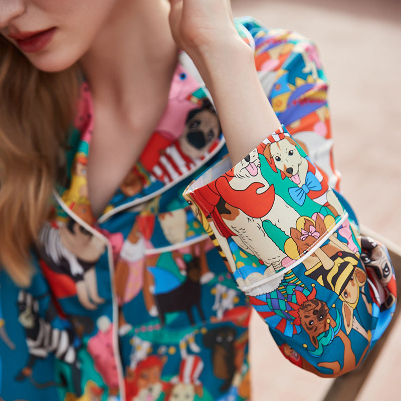 Halloween Dog Women's Pajamas Spring And Autumn Long Sleeve Printed Casual Homewear Set 6