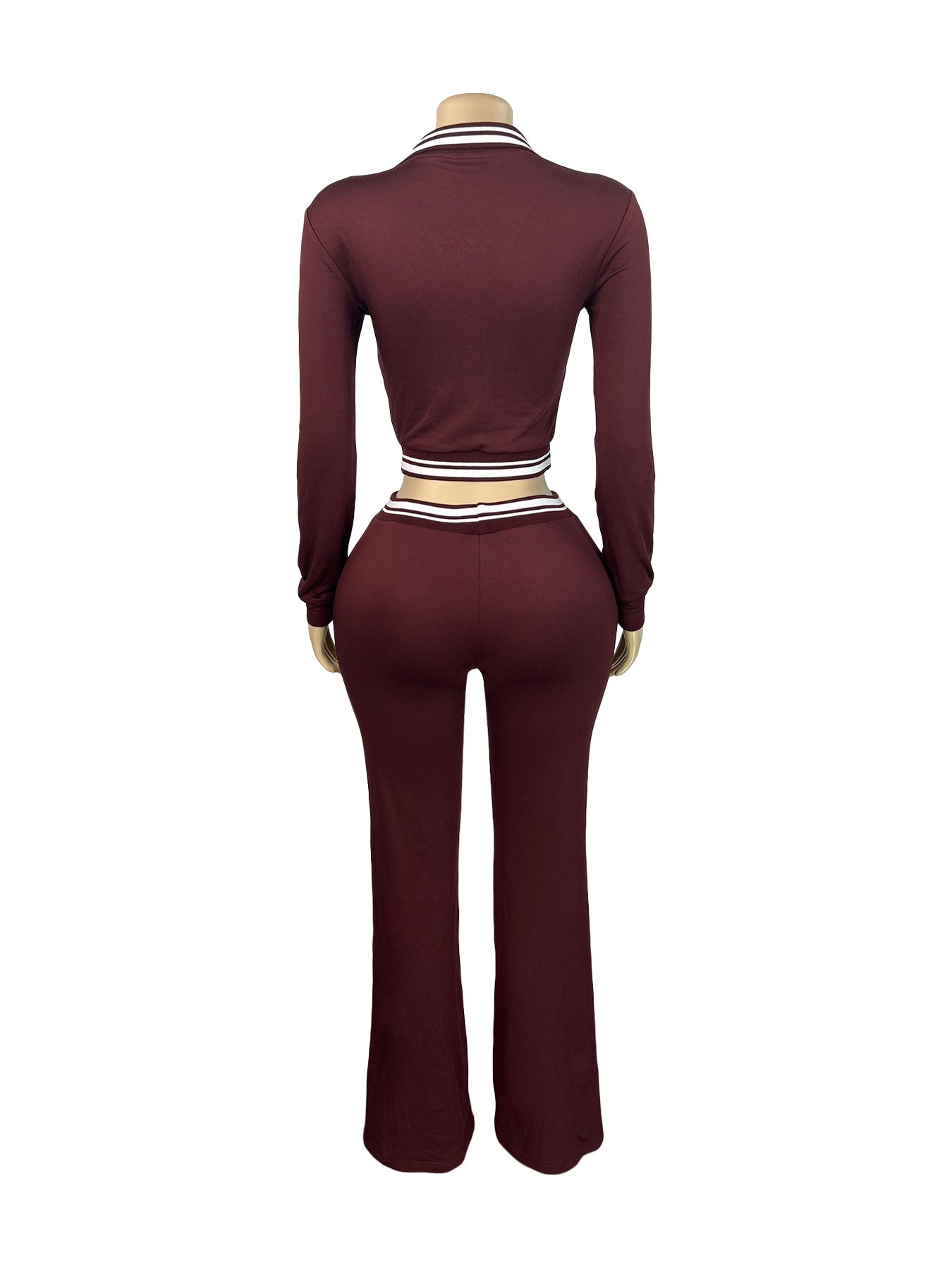 Women Turndown Collar Half-Zip Top and Drawstring Wide-Leg Pants Casual Athletic Two-Piece Set 8