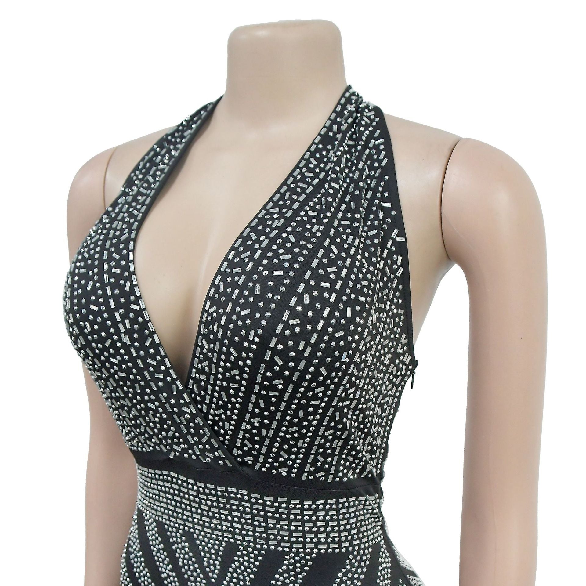 Women Solid mesh Beaded Sleeveless Maxi Dress 16