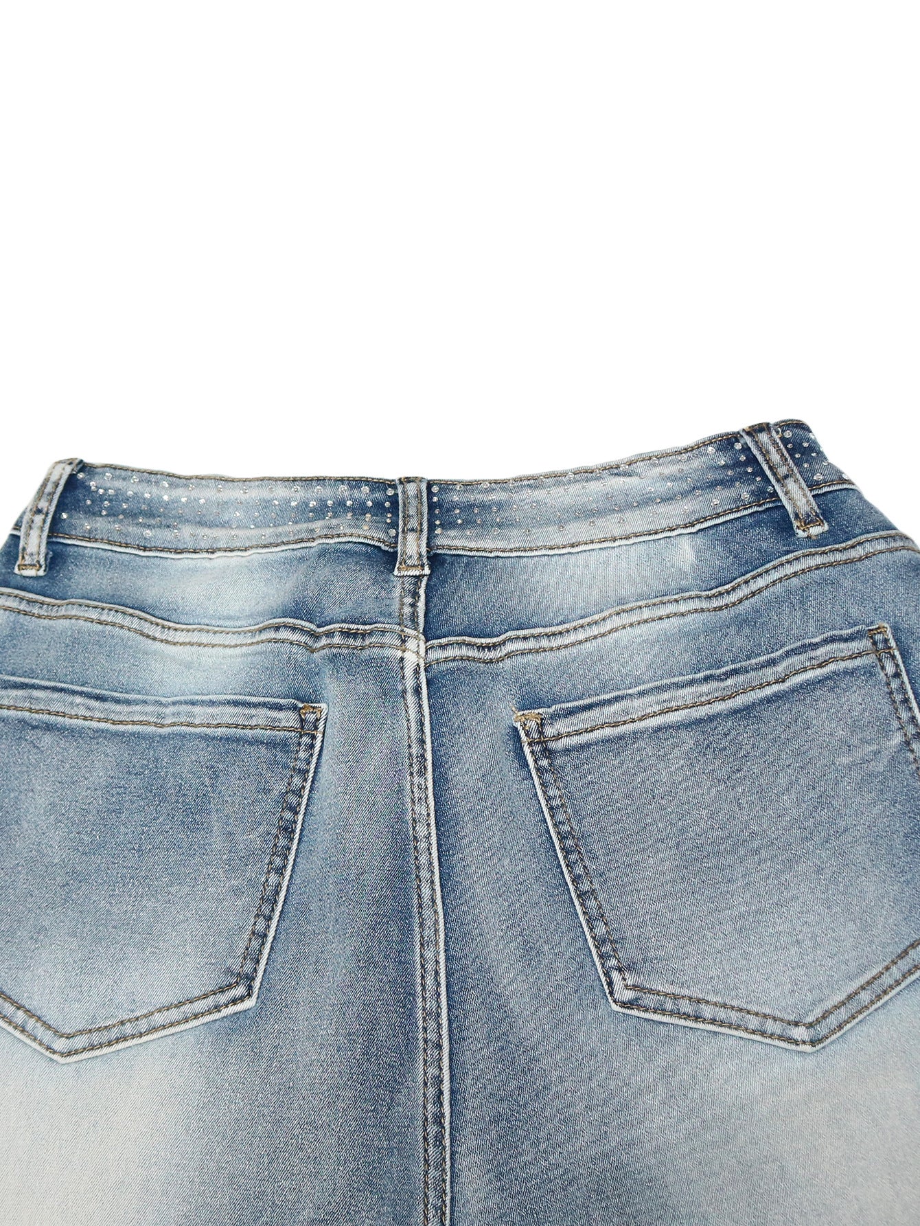 Women Casual Beaded Denim Pants 9