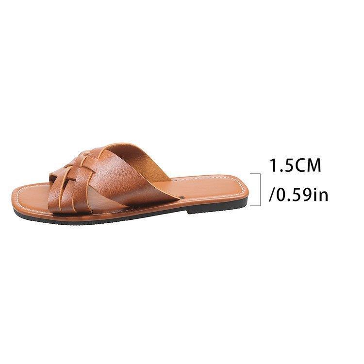 Women's Plus Size casual one strap flat slippers 14