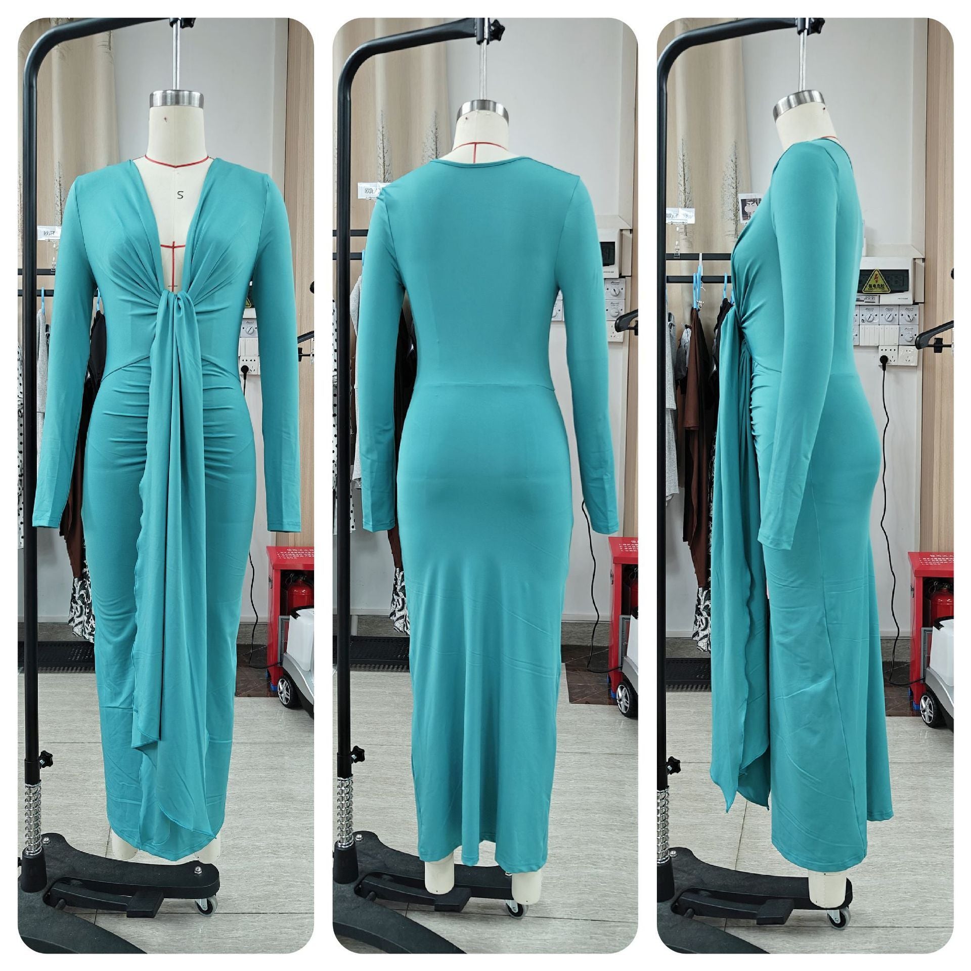 Women's Chic V-Neck Evening Gown Maxi Dress 7